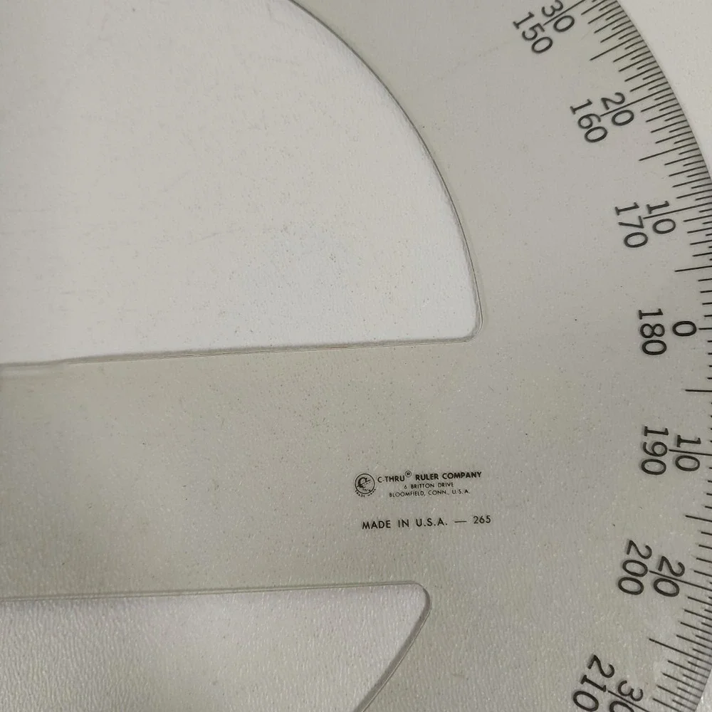 Set Of‎ 2 360 Clear Protractor Diameter Circle C-Thru Ruler Co. VTG 8